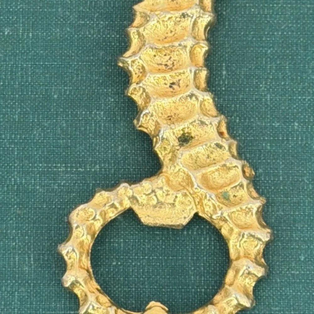 Vintage Brass Seahorse Bottle Opener Nautical Coastal Barware